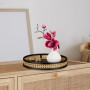 Relaxdays Plateau de Service, Bord surélevé, pour Vos Bougies ou Bijoux, H x D : 5,5 x 30 cm, Noir et Nature