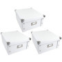 Ideen mit Herz 3 Boîtes de rangement pliables | avec couvercle | en carton et métal | blanc | 31 x 26 x 14 cm