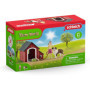 SCHLEICH Farm World | Niche pour Chien 42376 | Coffret avec Niche, Figurine de Fille & Accessoires | Jouet Ferme dès 3 Ans | 11 