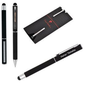 Pierre Cardin® CLAUDIE Set de stylo tactile et bille avec gravure | Stylos de qualité supérieure | Étui | mine bleue | cadeau pe