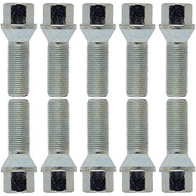 Lot de 10 boulons de roue coniques argentés M12 x 1,5 24 mm