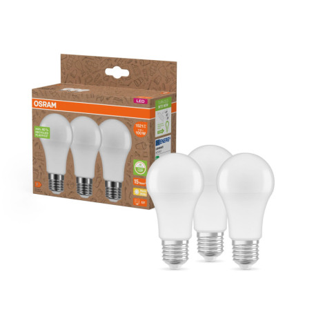 OSRAM Lampe LED Star A100 Recycling 14W 827, 2700K blanc chaud, E27, dépolie, 1521 lm, 40% plastique recyclé