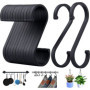 PEPAXON Lot de 12 crochets en métal en forme de S pour cuisine - En aluminium - Pour salle de bain - Noir