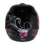 protectWEAR - Casque de Moto Noir Brillant Fleurs Design VS-801-SL - M