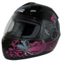 protectWEAR - Casque de Moto Noir Brillant Fleurs Design VS-801-SL - L