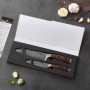 Wakoli Edib Set de 2 Couteaux Santoku en Damas I Lames en acier damassé à 67 couches avec noyau VG10 et manches en bois de pakka