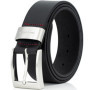 Pierre Cardin Mens leather belt/Mens belt, full grain leather belt XL with metal loop, black, Size:
