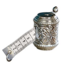 LOBERON Mètre ruban Mètre - laiton - H/D env. 5.5/4 cm - couleur argent vieilli, argenté vieilli