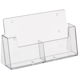 taymar Porte-brochures, Porte-flyers 2 cases DIN A6, Présentoir à prospectus avec 2 compartiments Présentoir de table pour flyer