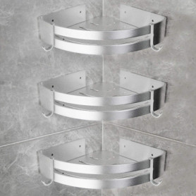 Yorbay Lot de 3 Etagères de Douche en Aluminium avec Crochets sans Perçage Etagère d’Angle de Douche