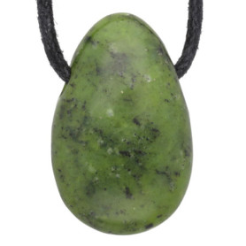 Pendentif en forme de goutte de néphrite - En jade - Avec cordon en coton - Pendentif en pierre précieuse de qualité supérieure,