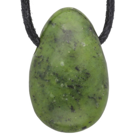 Pendentif en forme de goutte de néphrite - En jade - Avec cordon en coton - Pendentif en pierre précieuse de qualité supérieure,