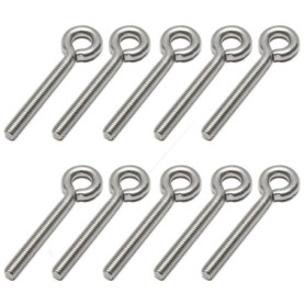 PRIOstahl Lot de 10 vis à œillets avec filetage métrique - M8 x 80 mm - Œillets filetés - Vis à crochet - Vis à anneau - Crochet