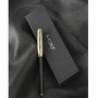 noTrash2003 Stylo à bille de luxe avec capuchon en cuir doré et pièces dorées laquées, écriture noire, élégant stylo