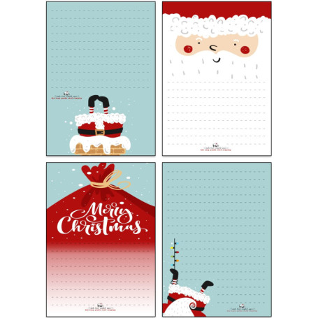 Lot de 20 feuilles de papier à lettre de Noël en papier recyclé