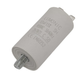 Lumonic Condensateur de démarrage avec Prise De Courant 6,3x0,8mm I 10µF 450V I 30x60mm I 10uF I Condensateur de moteur avec boî