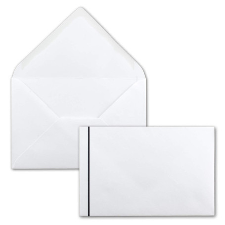 Lot de 75 enveloppes blanches avec trait de deuil noir - Format DIN C6 - 114 x 162 mm - Fermeture humide - Enveloppes postales s