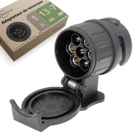 fouraces Adaptateur de remorque de 13 Broches vers 7 Broches - Noir - pour Voiture, remorque, attelage, Caravane