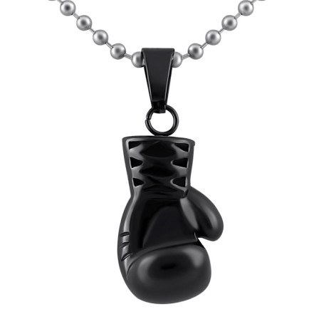 Hanessa Bijou pour homme noir gant de boxe collier en acier inoxydable chaîne cadeau de Noël homme boxe, sport, combat cadeau de