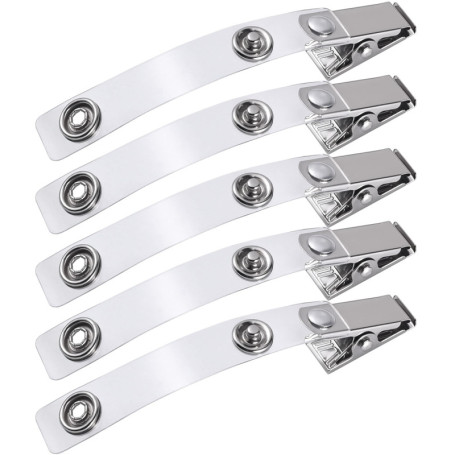WEBBOMB® Lot de 5 clips de fixation pour porte-badges avec clip crocodile pivotant et flexible pour porte-badges et porte-badges