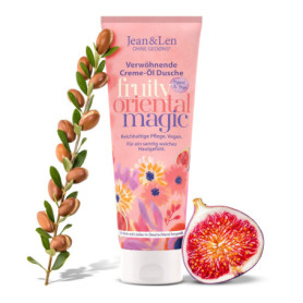 Jean & Len Huile-Crème de Douche Bienfaisante Huile d’Argan et Figue, Soin à Usage Quotidien, avec Huile d’Argan et Extrait de F