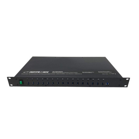INFITRONIC - IN19PLG002-19 Pouces Hub 16 Ports USB 3.0 avec Station de Charge et synchronisation (Montage en Rack 1U)