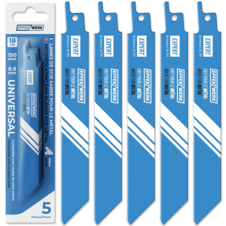 Lames de scie sabre EFFEKTWERK pour métal (5 pièces), ensemble de lames de scie sabre à découper le métal, lames de scie sabre e
