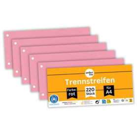 perfect line - Intercalaires recyclés, lot de 220, rouge, perforés - certifiés Ange Bleu, pour format A4, fabriqués en Allemagne