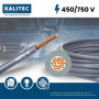 Kalitec Câble de câblage H07V-K 10 mm² gris - 2 m - Flexible - Toron 10 mm² - Câblage à fils fins - Câble unique pour armoire de