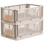 Brandsseller Boîte pliante S Lot de 2 Panier à Provisions stable Corbeille de Transport empilable Caisse de Rangement - Naturel