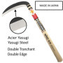 豊稔企販(HOUNEN KIHAN) Faux Manuel Japonaise Lame Double Tranchant Acier Yasugi Fauchage Taille Tondre Herbe Désherber Outil Jardin 