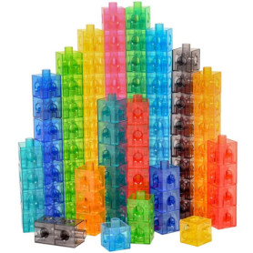 edxeducation Lot de 100 Cubes de Connexion Transparents - Jouets de Construction pour mathématiques précoces - Lot de 100 Cubes 