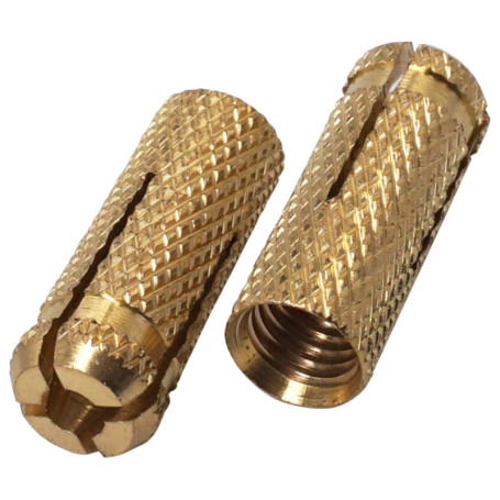 SKIR'CO Lot de 10 chevilles en laiton M10 x 32 mm, manchon de boulon, chevilles murales d'expansion, ancrage béton de maçonnerie