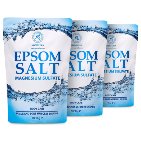 Sels de Bain 3 x1000g - Sels Epsom 3kg - Naturel Magnésium - Relaxation & Détoxification - Apaisant et Soulage les Muscles - Soi