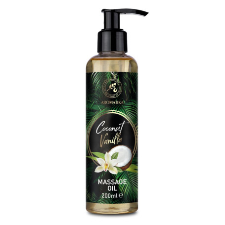 Huile de Massage Coco Vanille 200 ml - Huile d'Amande - Huile de Pépins de Raisin - Huile de Jojoba - Huile de Pépins de Pêche -