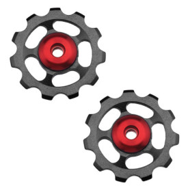 Create idea Roues Dérailleur Arrière 2pcs Noir Scellé par Aluminium 11T Soutenant Jockey Roule Poulie pour Bicyclette Accessoire