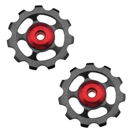 Create idea Roues Dérailleur Arrière 2pcs Noir Scellé par Aluminium 11T Soutenant Jockey Roule Poulie pour Bicyclette Accessoire