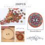 OTOTEC Lot de 200 boutons ronds en bois multicolores rétro avec 2 trous faits à la main pour bricolage, couture, loisirs créatif