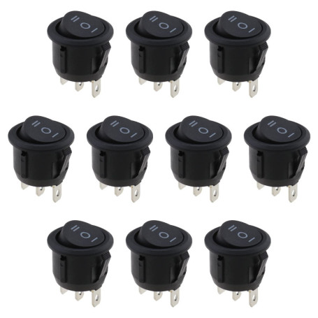 YINETTECH 10pcs Iterrupteur à Bascule SPDT AC 10A/125V 6A/250V 3 Broches 3 Positions on/Off/on Snap-in Voiture Interrupteur à Ba