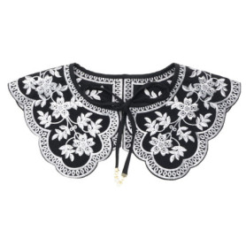 YINETTECH Faux Col Femme Colliers Détachable Broderie Fleur Rétro Large Revers Faux Col Châle Imprimé Fleuri Col Décoration pour