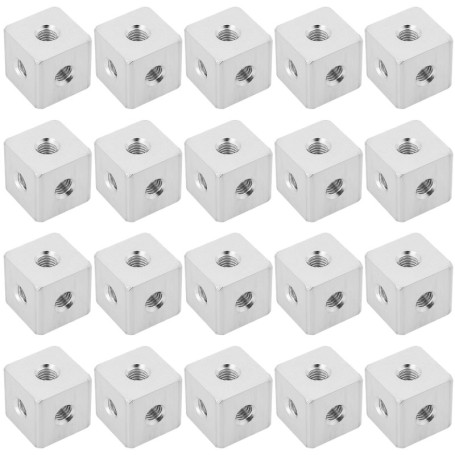 YINETTECH Lot de 20 Connecteurs Cubiques M3 en Aluminium Bloc de Fixation Carré Hexagonal pour Feuille Acrylique Fixe Matériel d