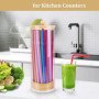 Vkyipg Distributeur de Pailles pour Comptoir - Distributeur de Pailles avec Couvercle en Bambou pour Pailles Standard, Organisat