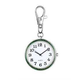 JewelryWe Montre d'Infirmière Homme Femme- Montre Surface de Chiffres Arabes & Porte-clés Sac à Dos Boucle & Boîtier en Diamant 