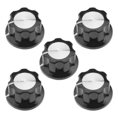 eMagTech 5pcs Potentiomètre Boutons Ton Argent Top Boutons Rotatifs pour 6mm Diamètre Arbre Guitare Effet Pédale Boutons Amplifi