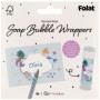 Folat 23935 d'anniversaire Bleue avec paillettes Irisé-Bulles de savon autocollant-Mermaid Magic-6 pièces-Décoration Sirène Fill