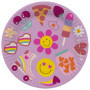 Folat Groovy Hippie Party-Assietes-Boho Girlz-23 cm-8 pièces-Rétro Rainbow Peace pour Décorations, 25031, Rose