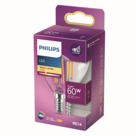Philips ampoule LED Sphérique E14 60W Blanc Chaud Claire, Verre