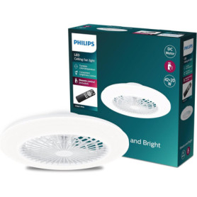Philips Ventilateur Plafond avec Lumière, Luminaire Plafonnier LED, Blanc, Rond, Amigo 42W+20W, couleurs de températures réglabl