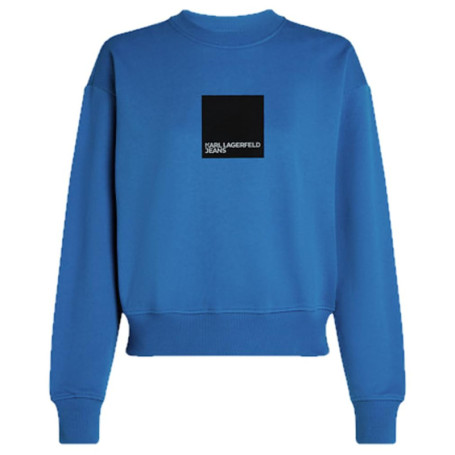 Karl Lagerfeld Jeans Femme Sweat À Logo Encadré Coupe Classique, Bleu, M