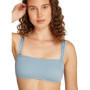 Calvin Klein Haut de Bikini Bandeau Femme Bretelles Amovibles, Bleu (Faded Denim), XS
